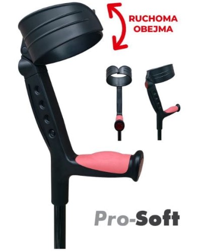 Kula łokciowa-aluminowa z ruchomą obejmą i miękkim uchwytem Pro-Soft AR-024M